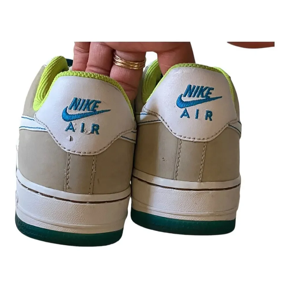 Vtg 2007 Nike Air Force 1 Low 07 Net Plaid 315115-114 Volt Blue Wmns Size 7 Rare